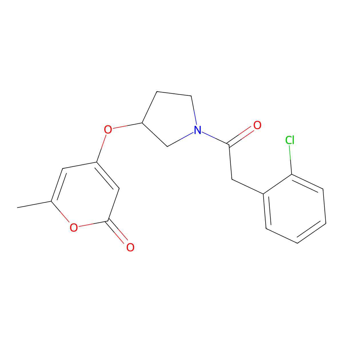 4-((1-(2-(2-chlorophenyl)acetyl)pyrrolidin-3-yl)oxy)-6-methyl-2H-pyran-2-one molecular structure, CAS 1705200-14-1