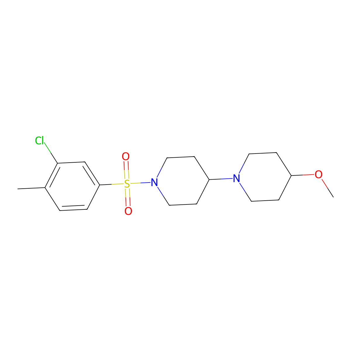 1'-((3-Chloro-4-methylphenyl)sulfonyl)-4-methoxy-1,4'-bipiperidine molecular structure, CAS 1705200-61-8