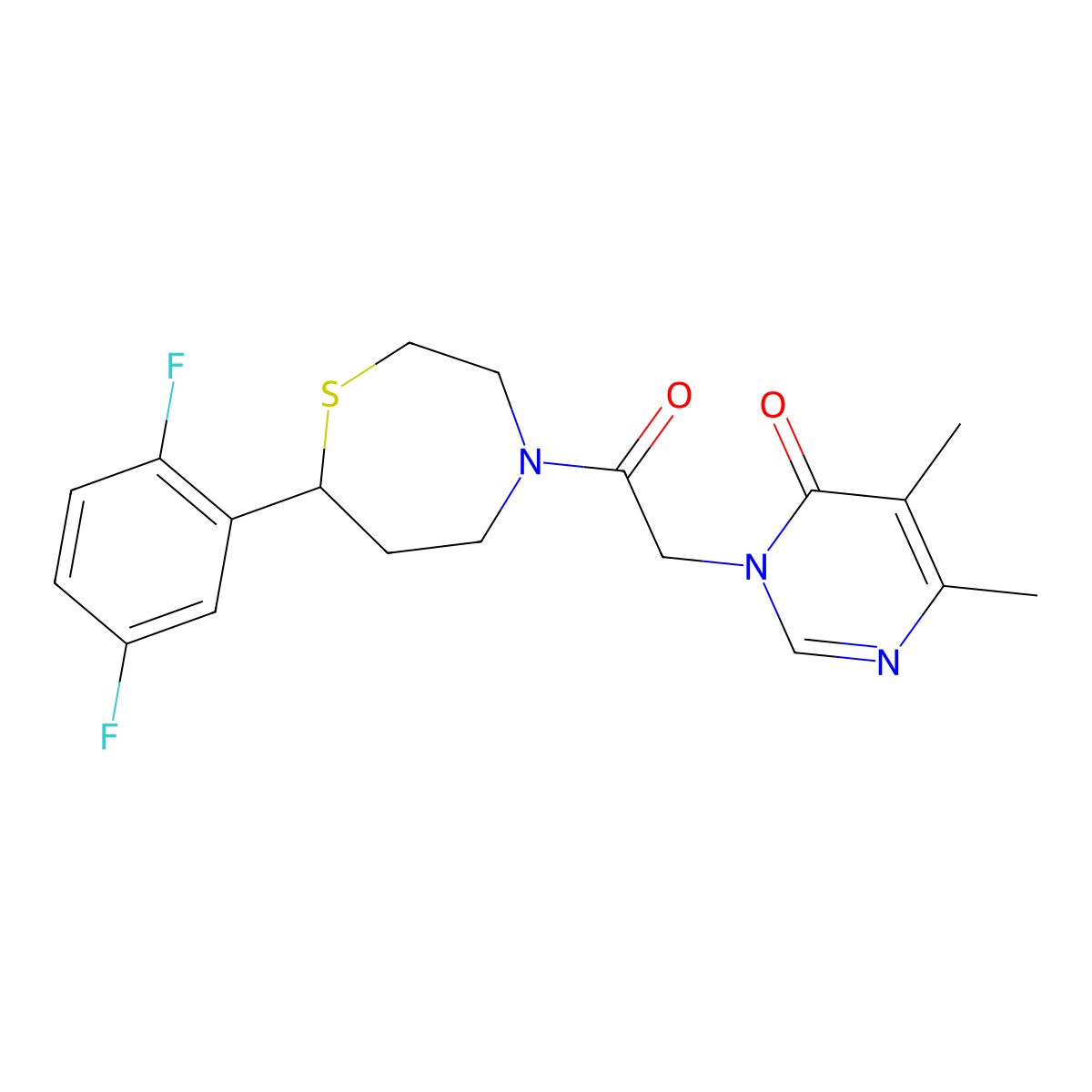 3-(2-(7-(2,5-difluorophenyl)-1,4-thiazepan-4-yl)-2-oxoethyl)-5,6-dimethylpyrimidin-4(3H)-one molecular structure, CAS 1705200-81-2