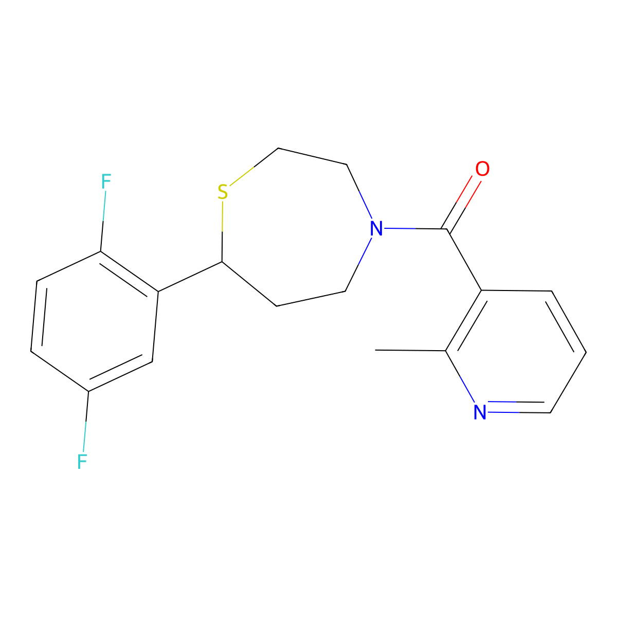 (7-(2,5-Difluorophenyl)-1,4-thiazepan-4-yl)(2-methylpyridin-3-yl)methanone molecular structure, CAS 1705200-95-8