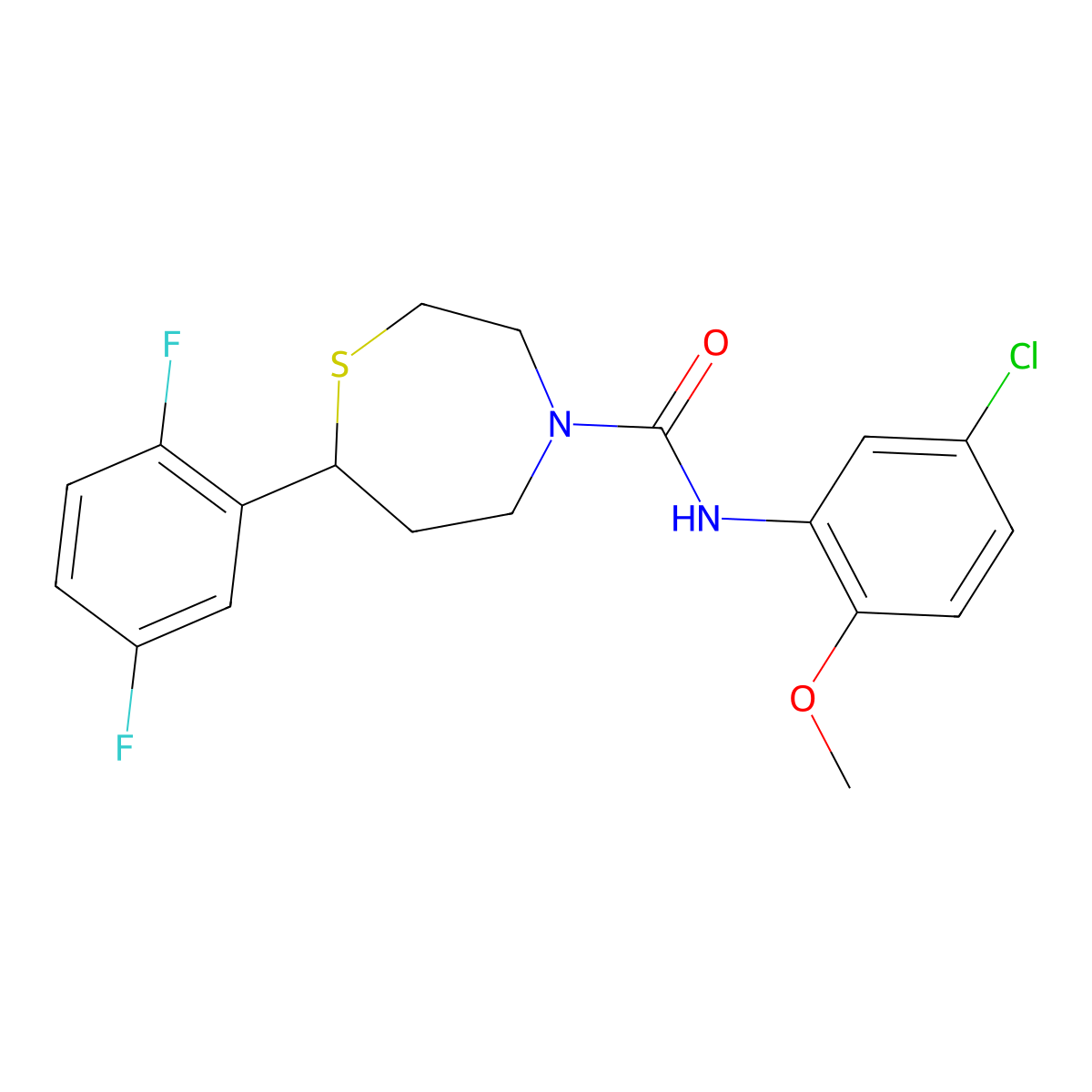 N-(5-chloro-2-methoxyphenyl)-7-(2,5-difluorophenyl)-1,4-thiazepane-4-carboxamide molecular structure, CAS 1705201-15-5