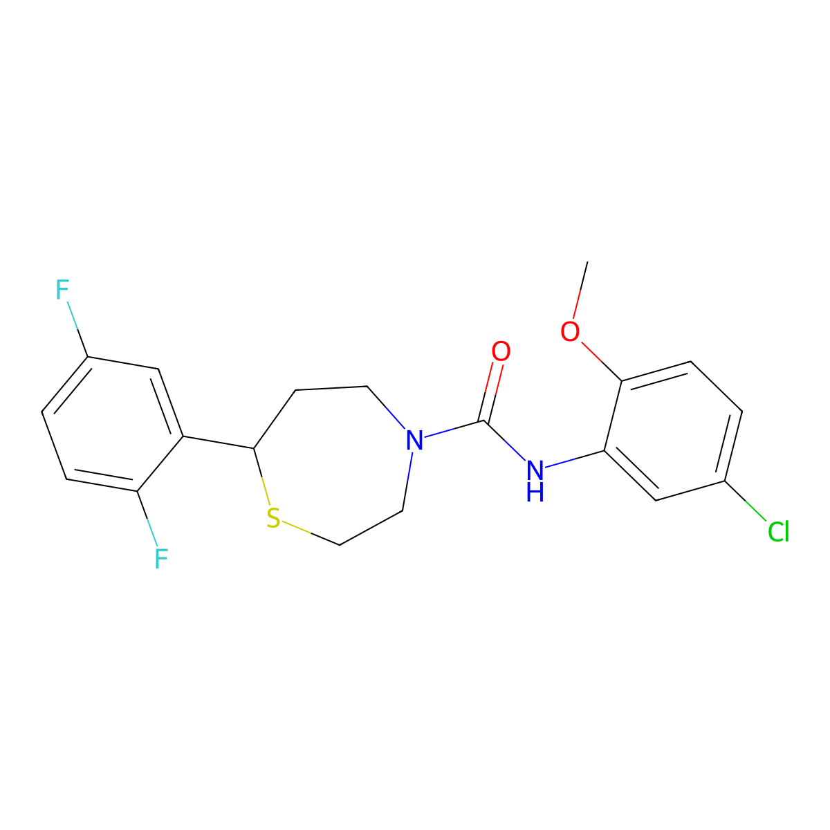 N-(5-chloro-2-methoxyphenyl)-7-(2,5-difluorophenyl)-1,4-thiazepane-4-carboxamide molecular structure, CAS 1705201-15-5