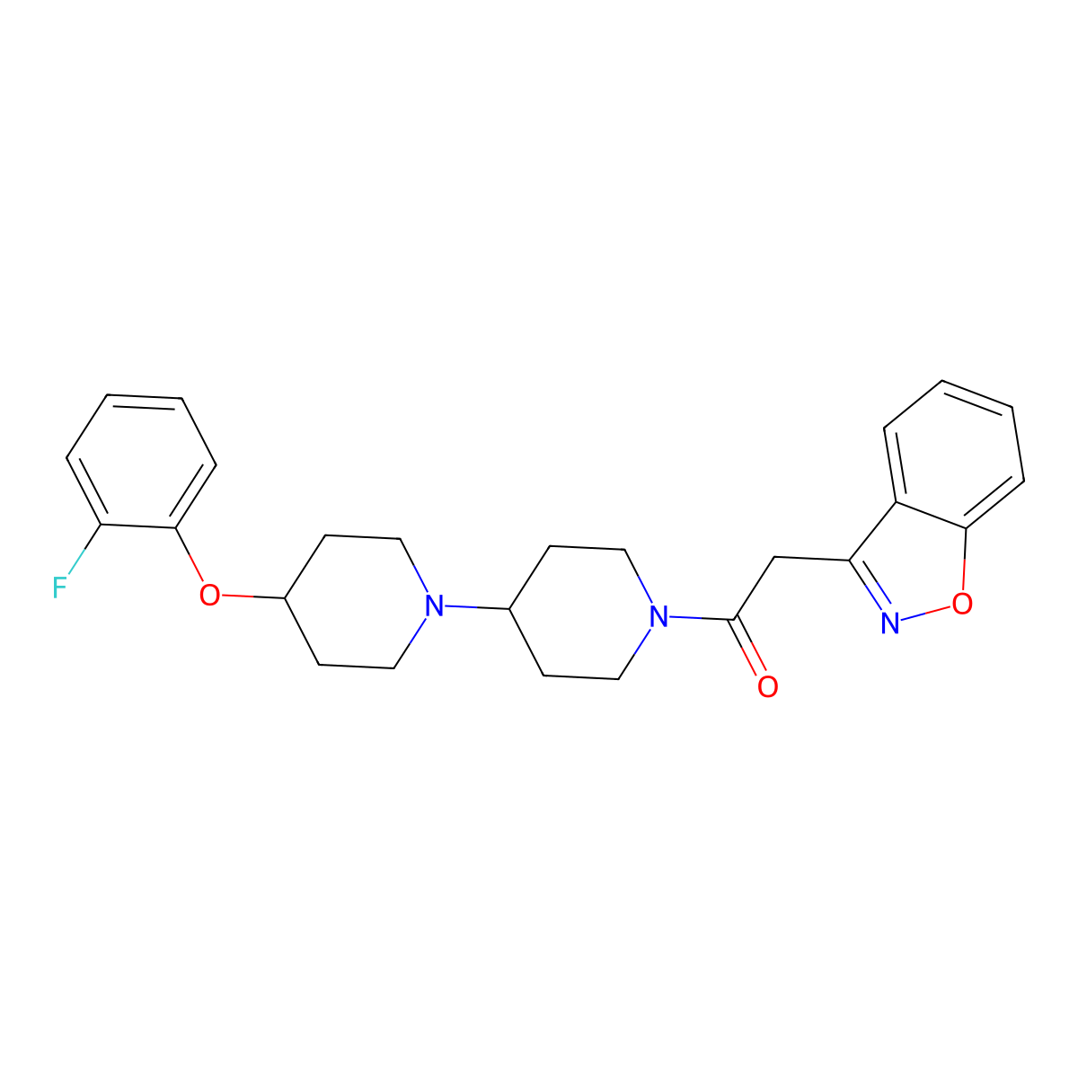 2-(Benzo[d]isoxazol-3-yl)-1-(4-(2-fluorophenoxy)-[1,4'-bipiperidin]-1'-yl)ethan-1-one molecular structure, CAS 1705201-71-3