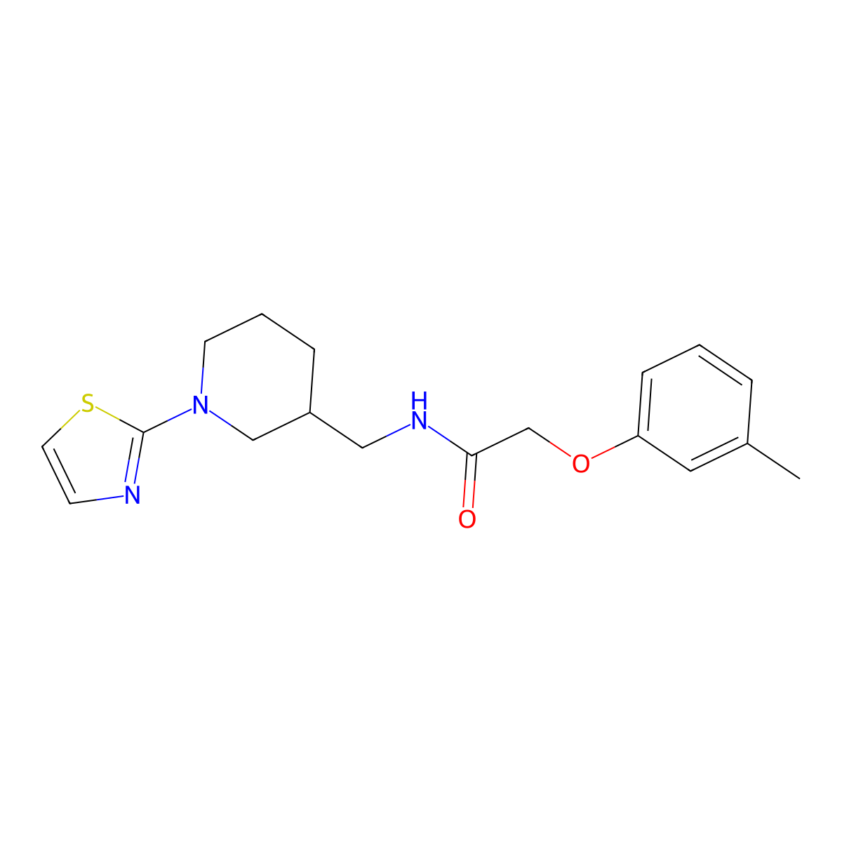 N-((1-(thiazol-2-yl)piperidin-3-yl)methyl)-2-(m-tolyloxy)acetamide molecular structure, CAS 1705201-86-0