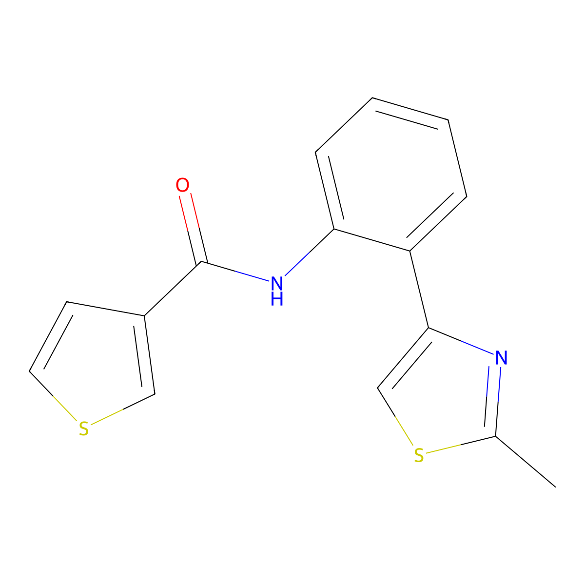 N-(2-(2-methylthiazol-4-yl)phenyl)thiophene-3-carboxamide molecular structure, CAS 1705206-96-7