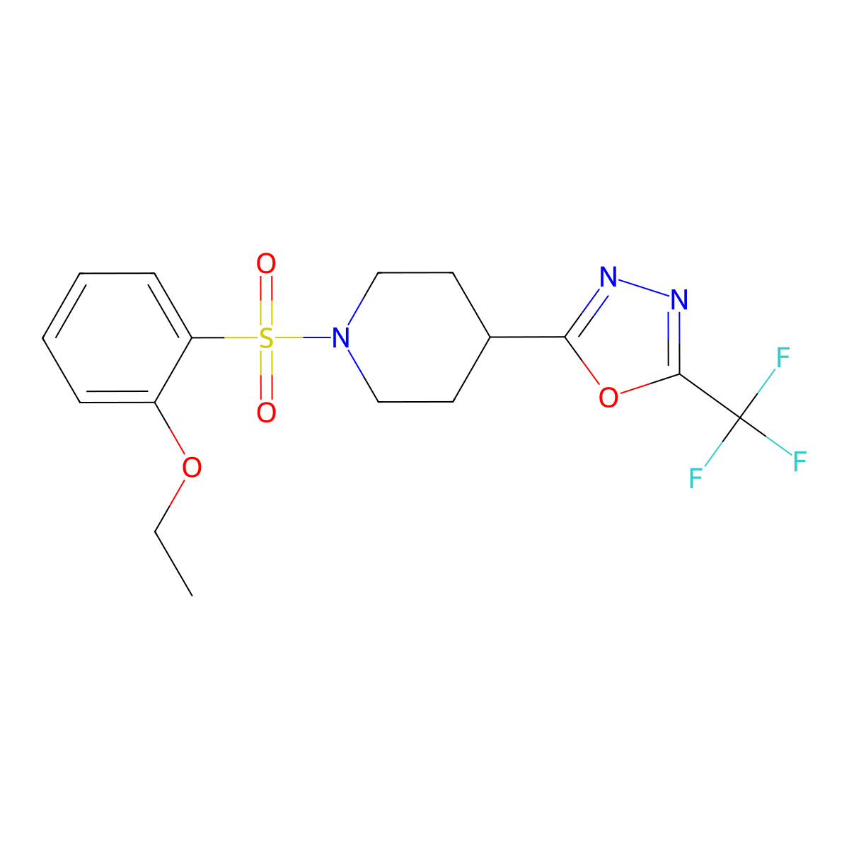 1-(2-Ethoxybenzenesulfonyl)-4-[5-(trifluoromethyl)-1,3,4-oxadiazol-2-yl]piperidine molecular structure, CAS 1705207-12-0