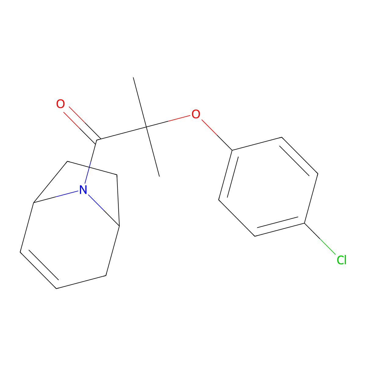 1-{8-Azabicyclo[3.2.1]oct-2-en-8-yl}-2-(4-chlorophenoxy)-2-methylpropan-1-one molecular structure, CAS 1705209-94-4