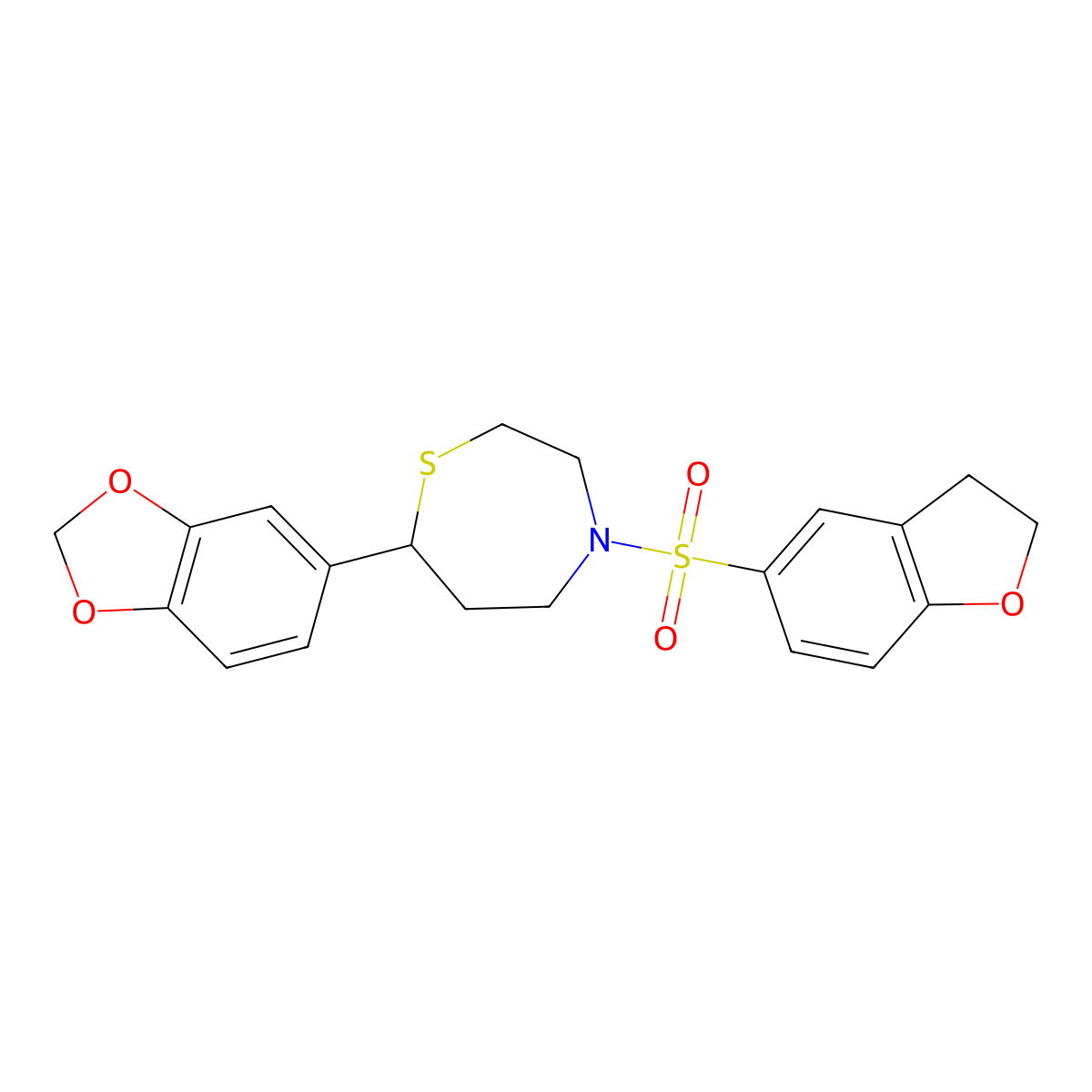 7-(Benzo[d][1,3]dioxol-5-yl)-4-((2,3-dihydrobenzofuran-5-yl)sulfonyl)-1,4-thiazepane molecular structure, CAS 1705210-07-6