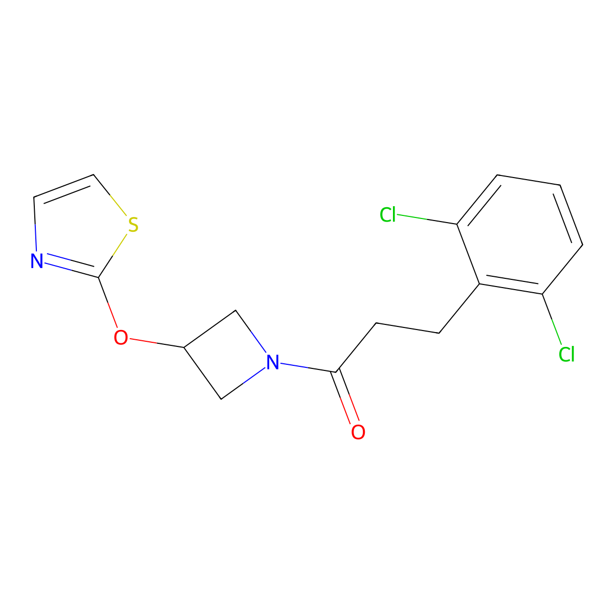 3-(2,6-Dichlorophenyl)-1-(3-(thiazol-2-yloxy)azetidin-1-yl)propan-1-one molecular structure, CAS 1705210-69-0