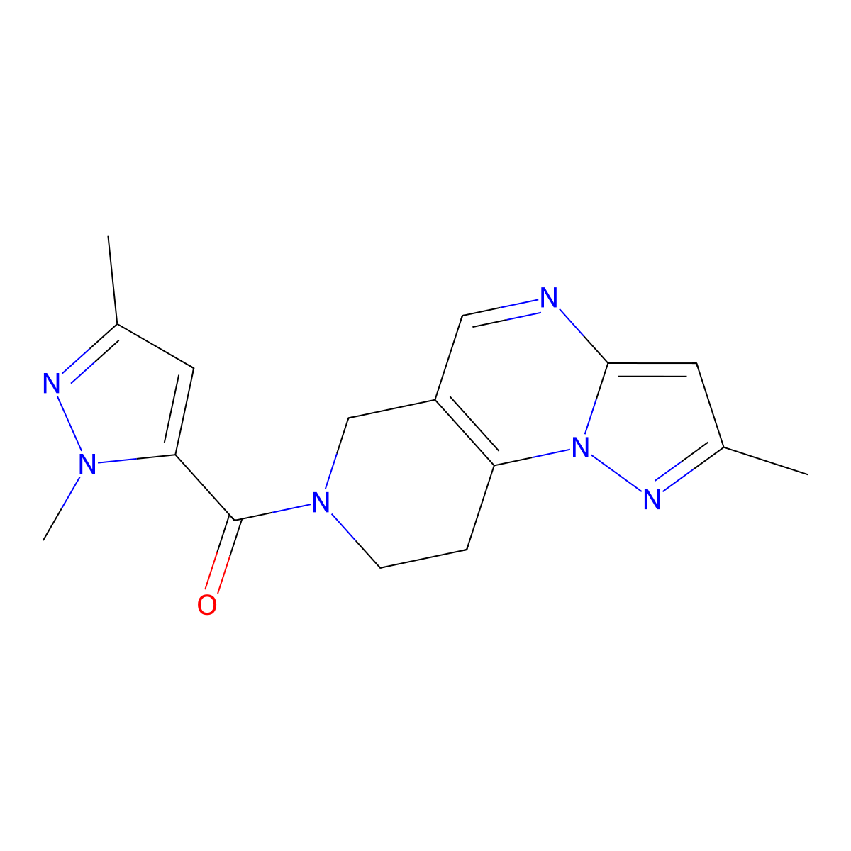 (1,3-dimethyl-1H-pyrazol-5-yl)(2-methyl-8,9-dihydropyrazolo[1,5-a]pyrido[3,4-e]pyrimidin-7(6H)-yl)methanone molecular structure, CAS 1705212-80-1