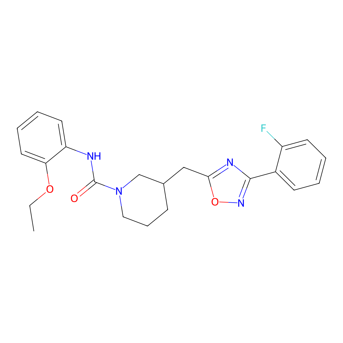 N-(2-ethoxyphenyl)-3-((3-(2-fluorophenyl)-1,2,4-oxadiazol-5-yl)methyl)piperidine-1-carboxamide molecular structure, CAS 1705213-09-7