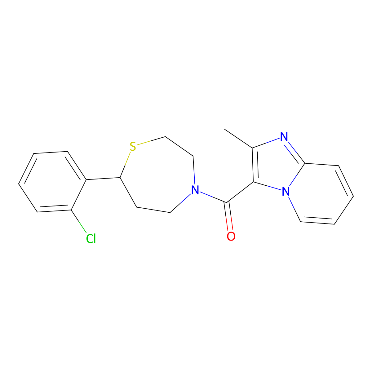 (7-(2-Chlorophenyl)-1,4-thiazepan-4-yl)(2-methylimidazo[1,2-a]pyridin-3-yl)methanone molecular structure, CAS 1705213-46-2