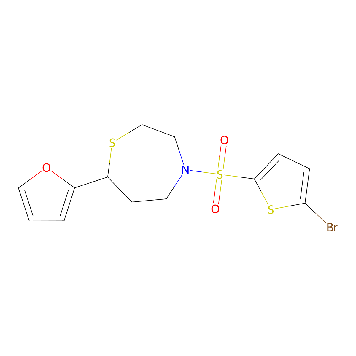 4-((5-Bromothiophen-2-yl)sulfonyl)-7-(furan-2-yl)-1,4-thiazepane molecular structure, CAS 1705214-46-5