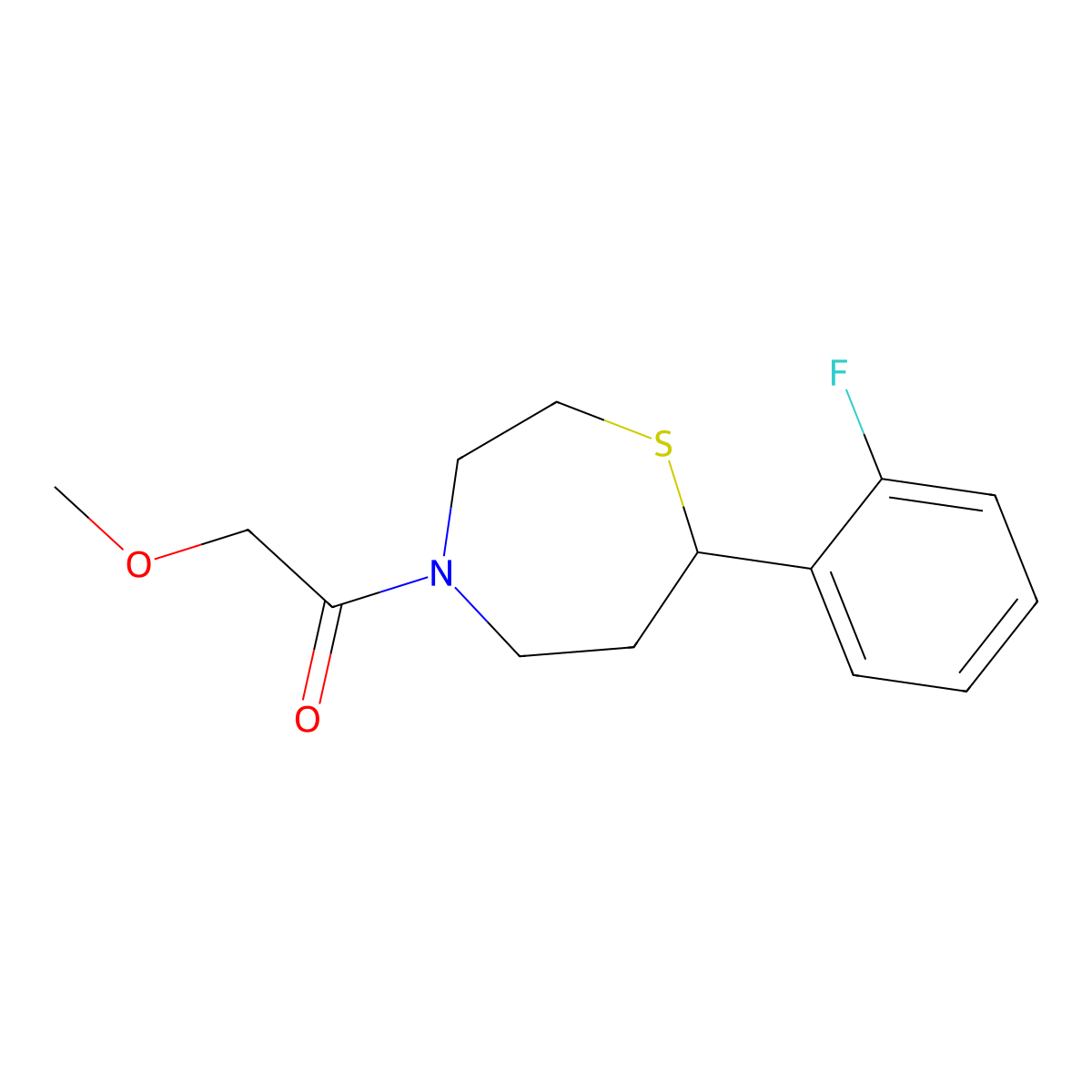 1-(7-(2-Fluorophenyl)-1,4-thiazepan-4-yl)-2-methoxyethanone molecular structure, CAS 1705214-61-4