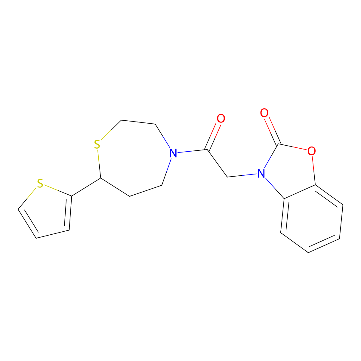 3-(2-oxo-2-(7-(thiophen-2-yl)-1,4-thiazepan-4-yl)ethyl)benzo[d]oxazol-2(3H)-one molecular structure, CAS 1705215-93-5