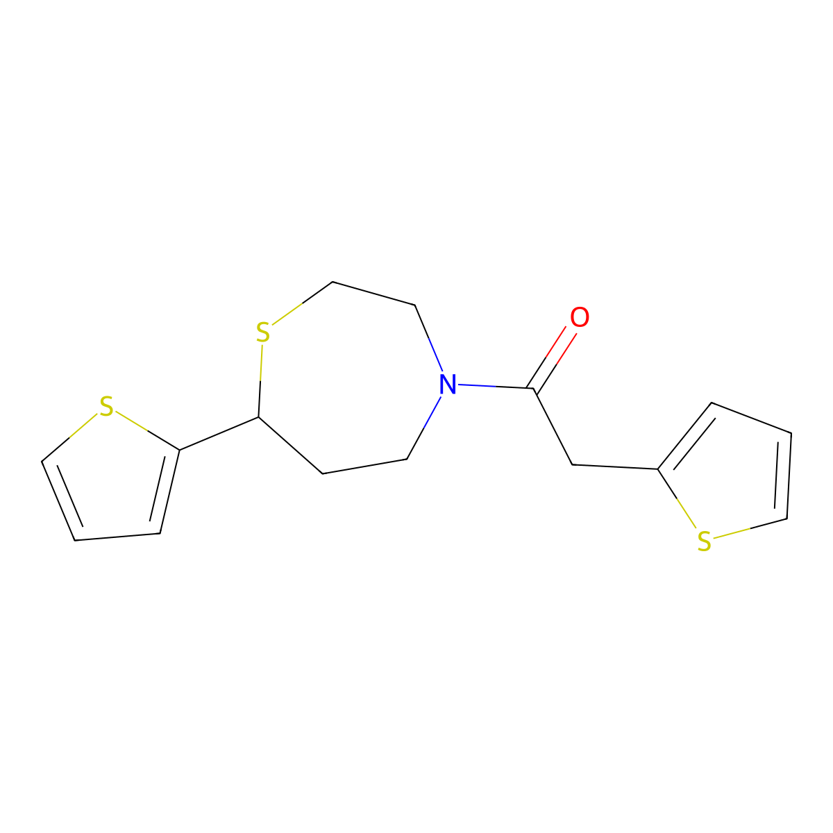 2-(Thiophen-2-yl)-1-(7-(thiophen-2-yl)-1,4-thiazepan-4-yl)ethanone molecular structure, CAS 1705217-71-5