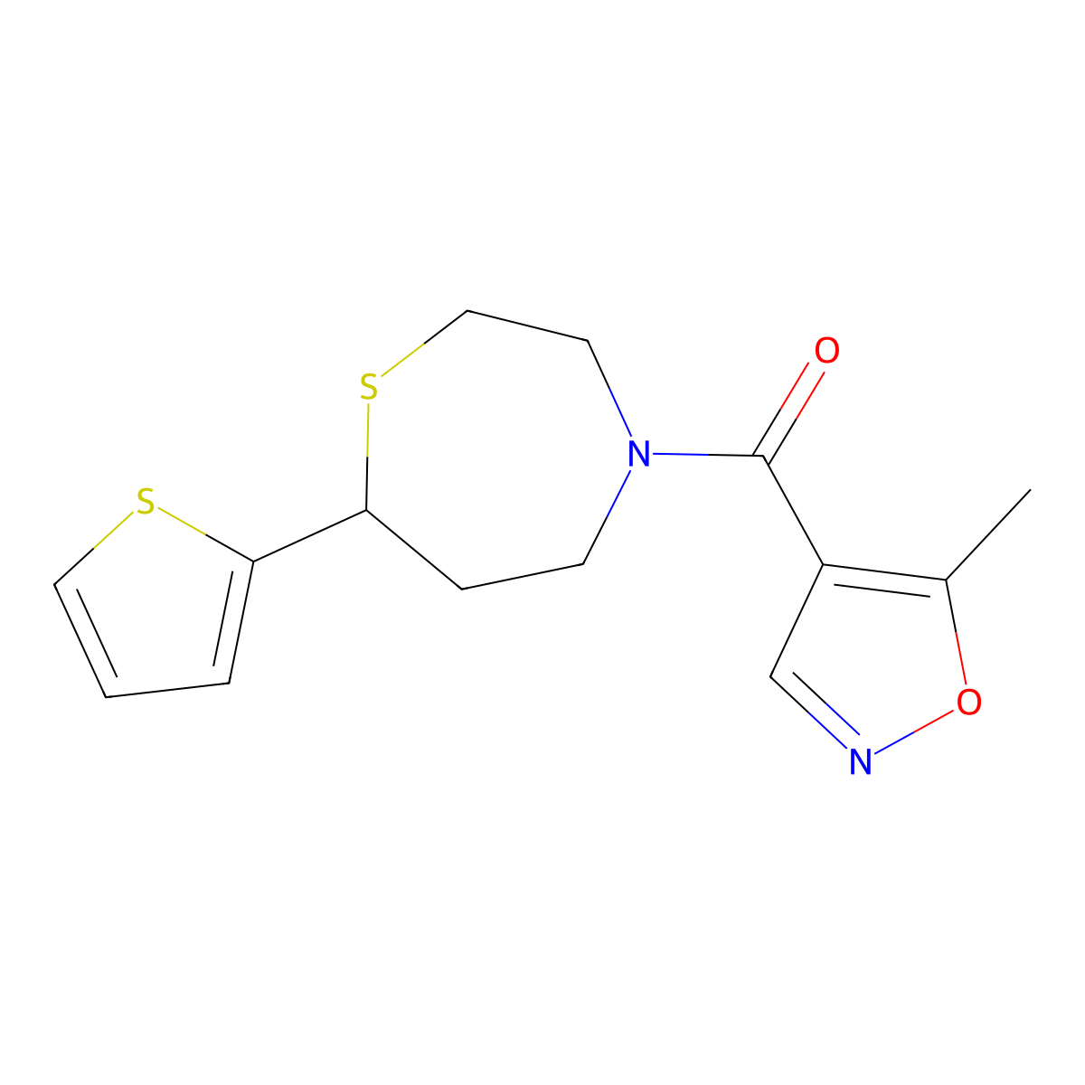 (5-Methylisoxazol-4-yl)(7-(thiophen-2-yl)-1,4-thiazepan-4-yl)methanone molecular structure, CAS 1705218-79-6