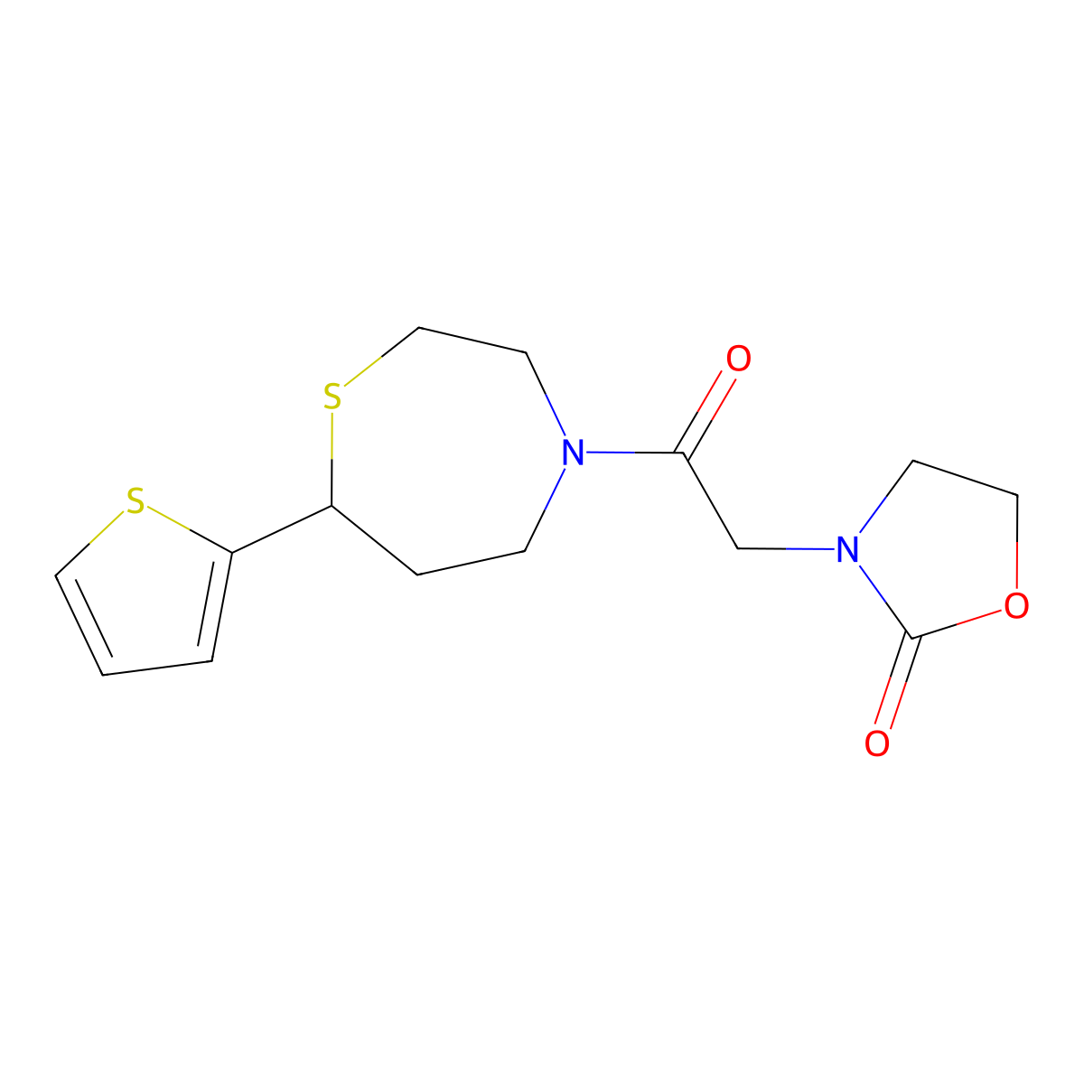 3-(2-Oxo-2-(7-(thiophen-2-yl)-1,4-thiazepan-4-yl)ethyl)oxazolidin-2-one molecular structure, CAS 1705219-15-3