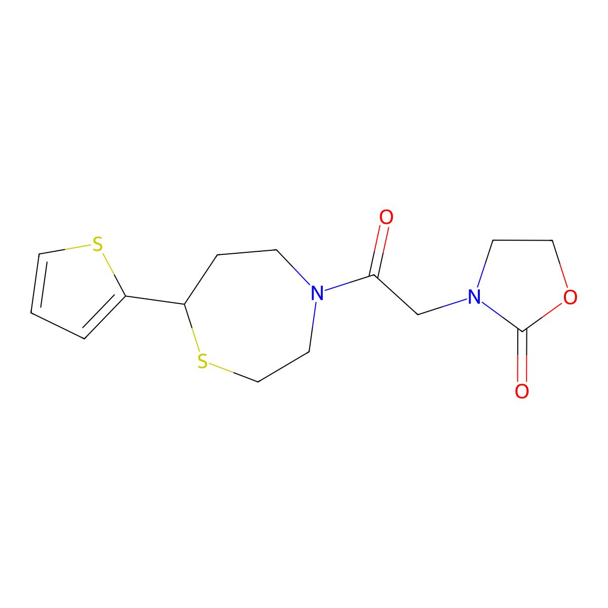 3-(2-Oxo-2-(7-(thiophen-2-yl)-1,4-thiazepan-4-yl)ethyl)oxazolidin-2-one molecular structure, CAS 1705219-15-3