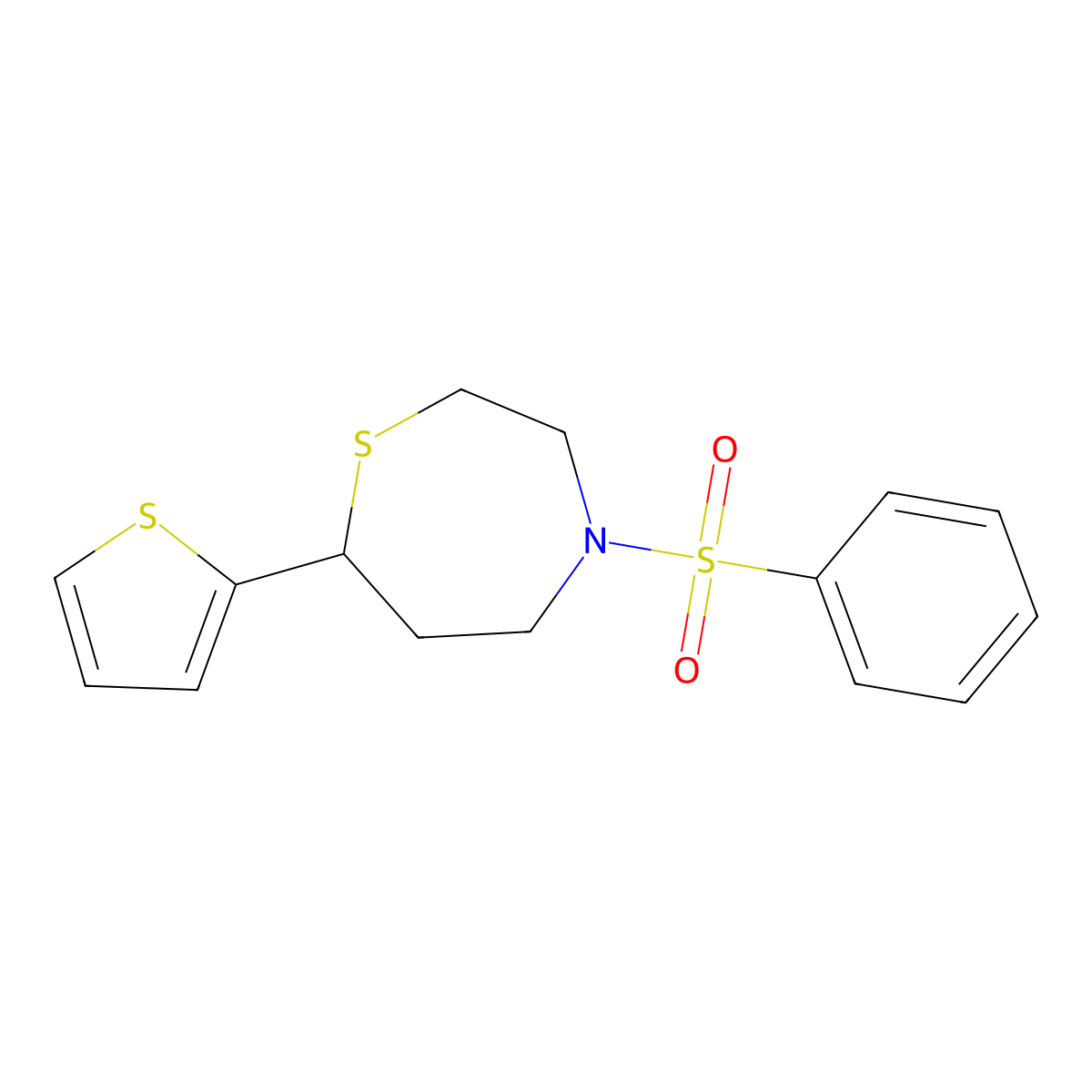 4-(Phenylsulfonyl)-7-(thiophen-2-yl)-1,4-thiazepane molecular structure, CAS 1705220-05-8