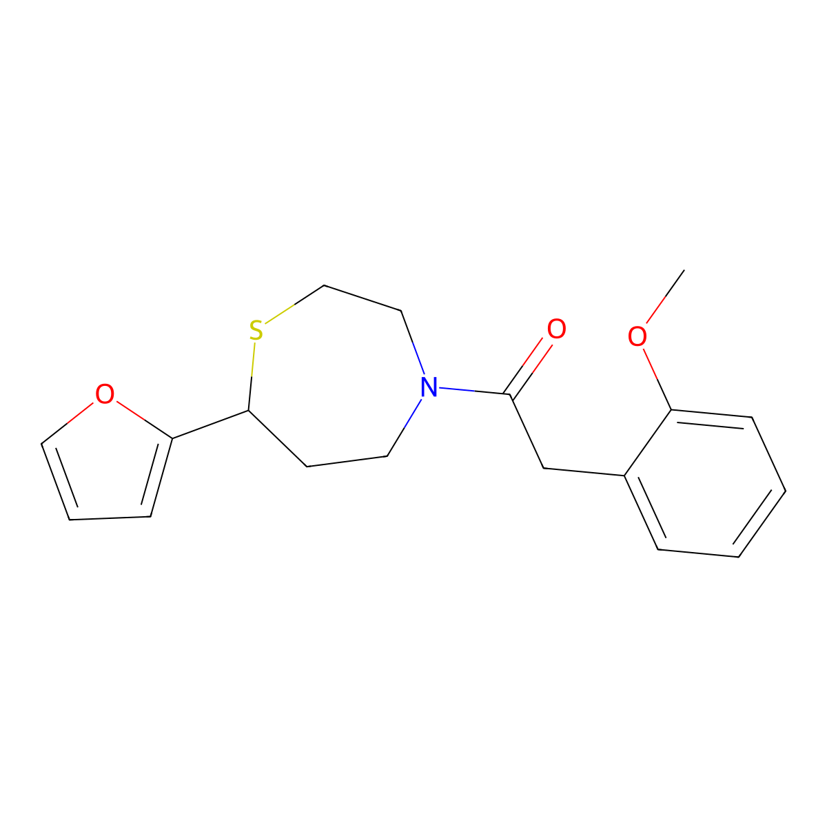 1-(7-(Furan-2-yl)-1,4-thiazepan-4-yl)-2-(2-methoxyphenyl)ethanone molecular structure, CAS 1705223-03-5