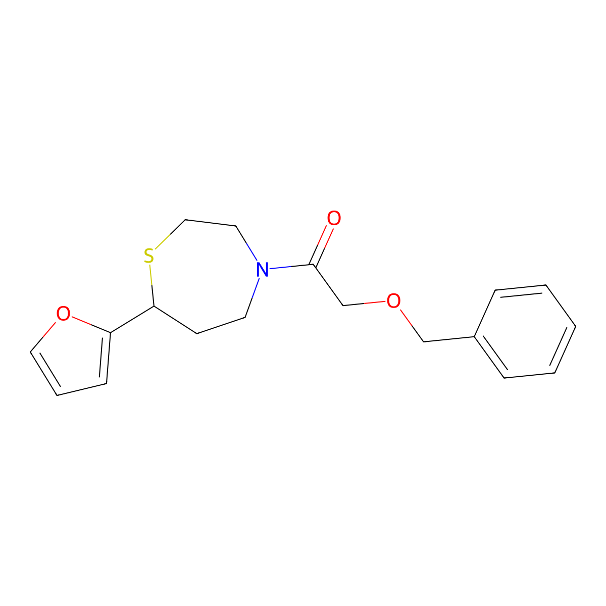 2-(Benzyloxy)-1-(7-(furan-2-yl)-1,4-thiazepan-4-yl)ethanone molecular structure, CAS 1705223-28-4