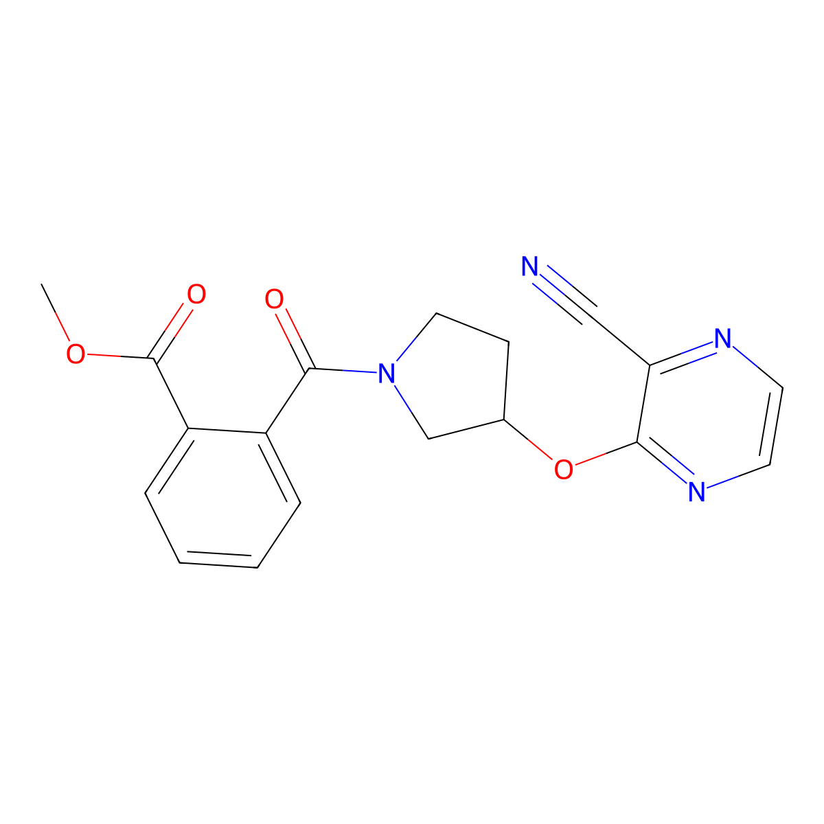 Methyl 2-{3-[(3-cyanopyrazin-2-yl)oxy]pyrrolidine-1-carbonyl}benzoate molecular structure, CAS 1705232-06-9