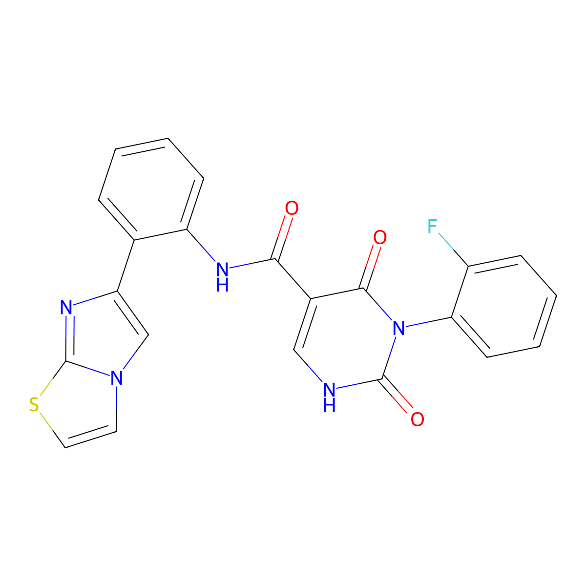 3-(2-fluorophenyl)-N-(2-(imidazo[2,1-b]thiazol-6-yl)phenyl)-2,4-dioxo-1,2,3,4-tetrahydropyrimidine-5-carboxamide molecular structure, CAS 1705235-71-7