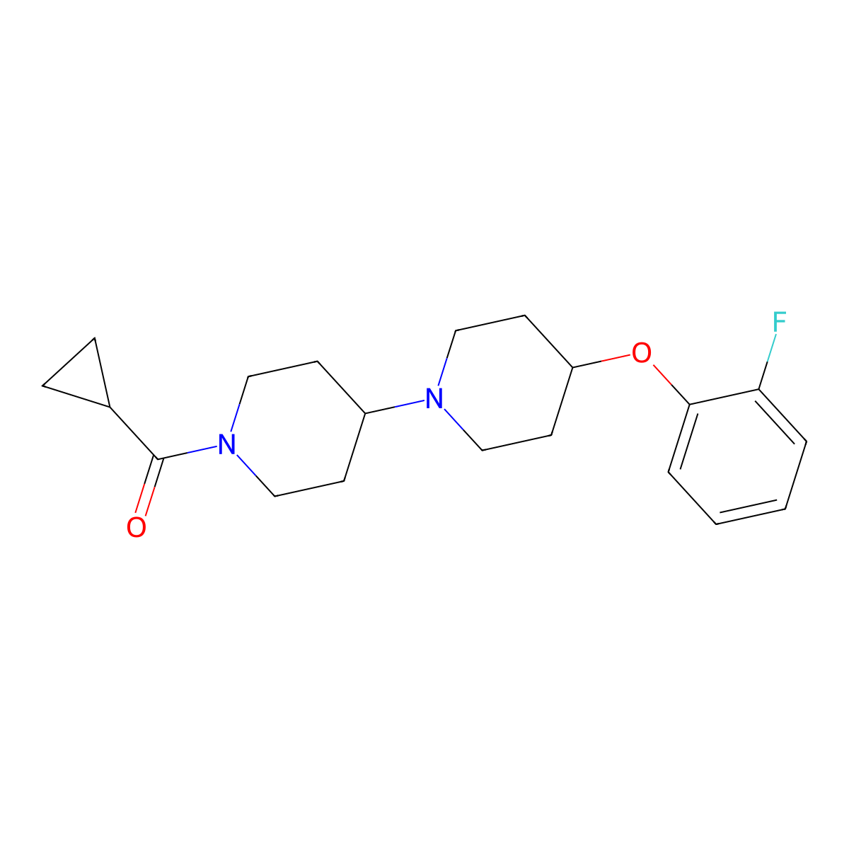 1'-Cyclopropanecarbonyl-4-(2-fluorophenoxy)-1,4'-bipiperidine molecular structure, CAS 1705236-53-8