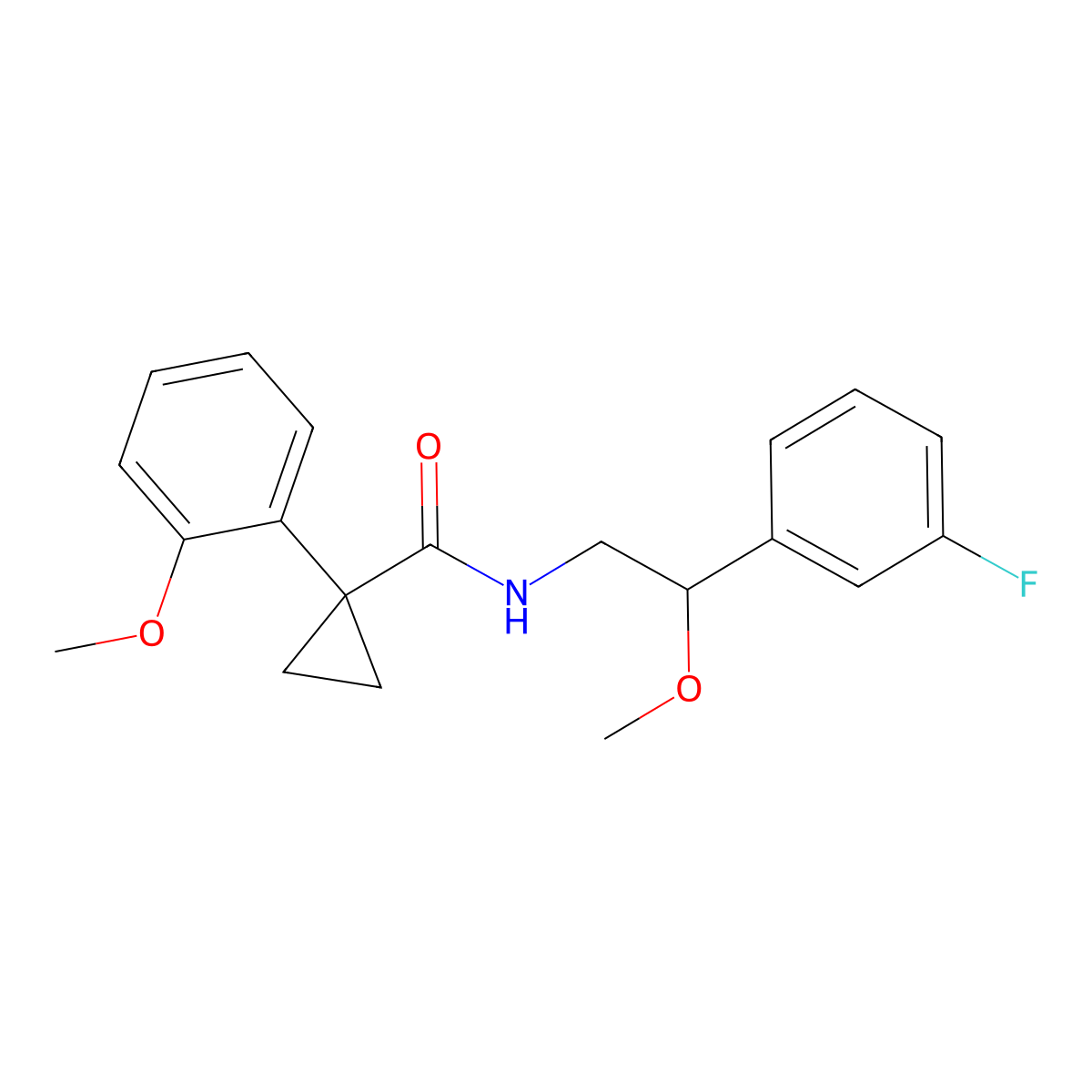 N-(2-(3-fluorophenyl)-2-methoxyethyl)-1-(2-methoxyphenyl)cyclopropanecarboxamide molecular structure, CAS 1705239-48-0