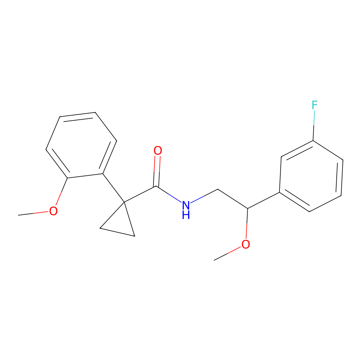 N-(2-(3-fluorophenyl)-2-methoxyethyl)-1-(2-methoxyphenyl)cyclopropanecarboxamide molecular structure, CAS 1705239-48-0