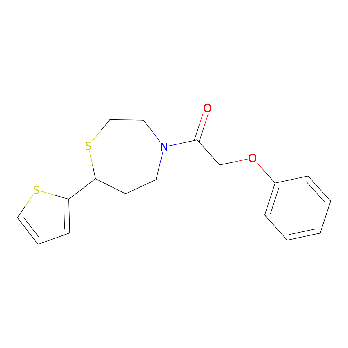 2-Phenoxy-1-(7-(thiophen-2-yl)-1,4-thiazepan-4-yl)ethanone molecular structure, CAS 1705245-52-8
