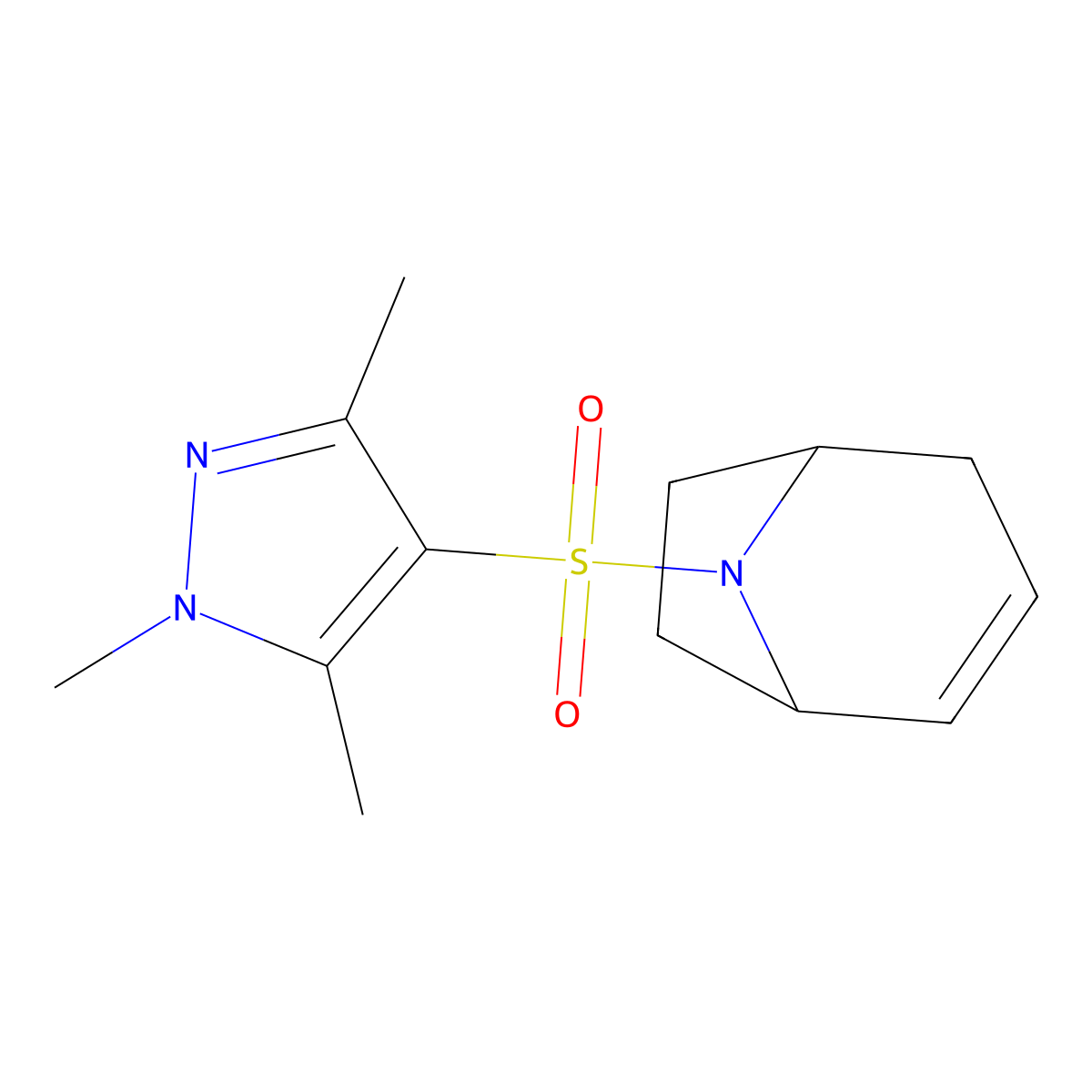 8-[(1,3,5-trimethyl-1H-pyrazol-4-yl)sulfonyl]-8-azabicyclo[3.2.1]oct-2-ene molecular structure, CAS 1705245-68-6