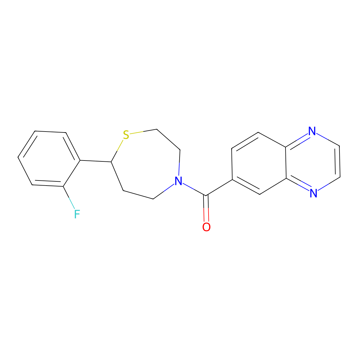 (7-(2-Fluorophenyl)-1,4-thiazepan-4-yl)(quinoxalin-6-yl)methanone molecular structure, CAS 1705246-48-5