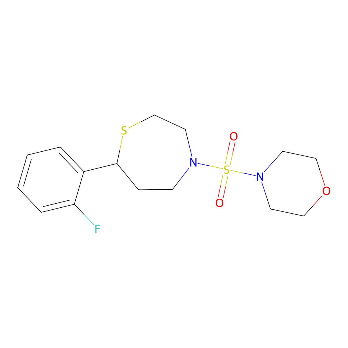4-((7-(2-Fluorophenyl)-1,4-thiazepan-4-yl)sulfonyl)morpholine molecular structure, CAS 1705247-47-7