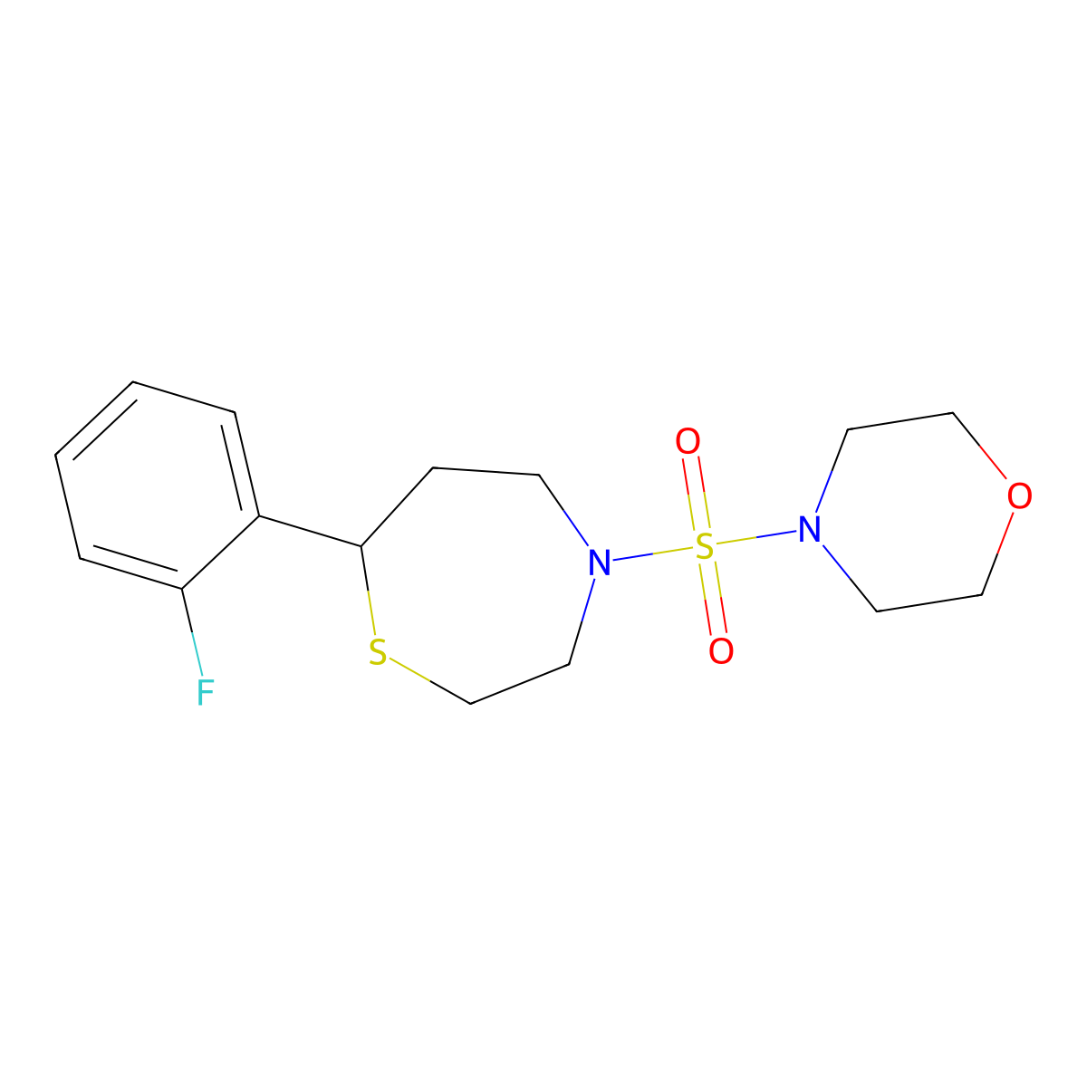 4-((7-(2-Fluorophenyl)-1,4-thiazepan-4-yl)sulfonyl)morpholine molecular structure, CAS 1705247-47-7