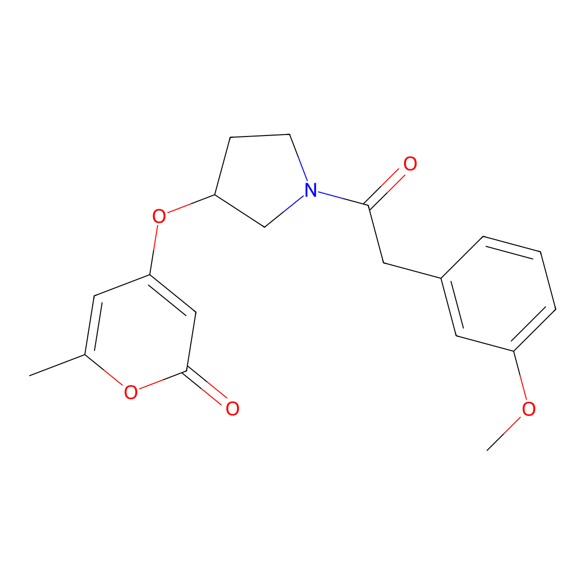 4-({1-[2-(3-methoxyphenyl)acetyl]pyrrolidin-3-yl}oxy)-6-methyl-2H-pyran-2-one molecular structure, CAS 1705249-09-7