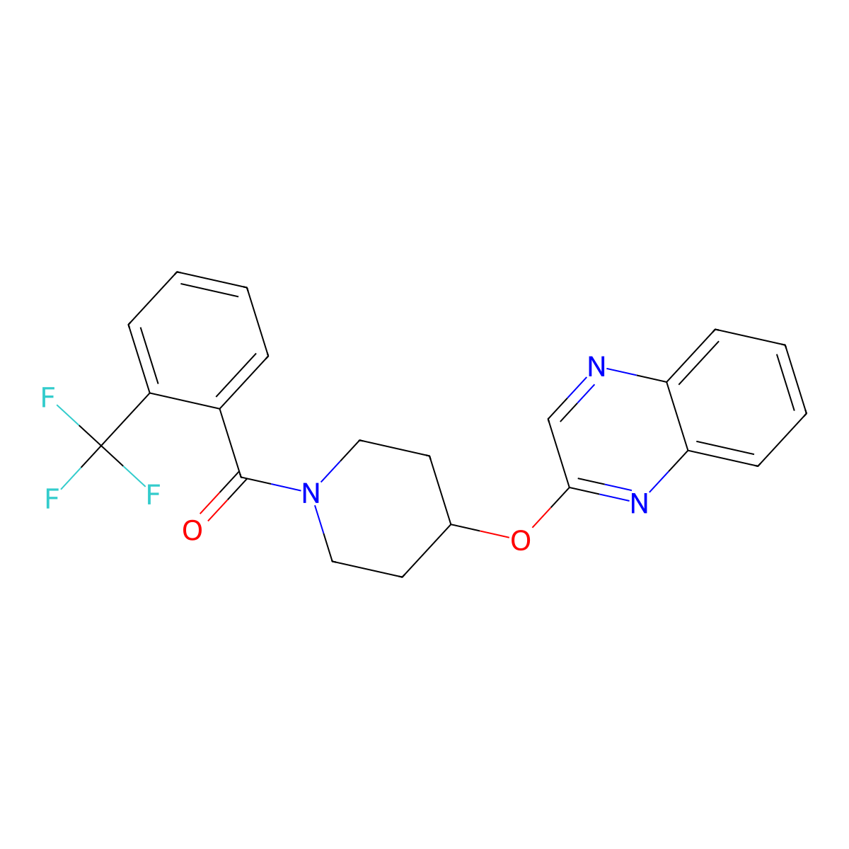 2-({1-[2-(Trifluoromethyl)benzoyl]piperidin-4-yl}oxy)quinoxaline molecular structure, CAS 1705249-29-1