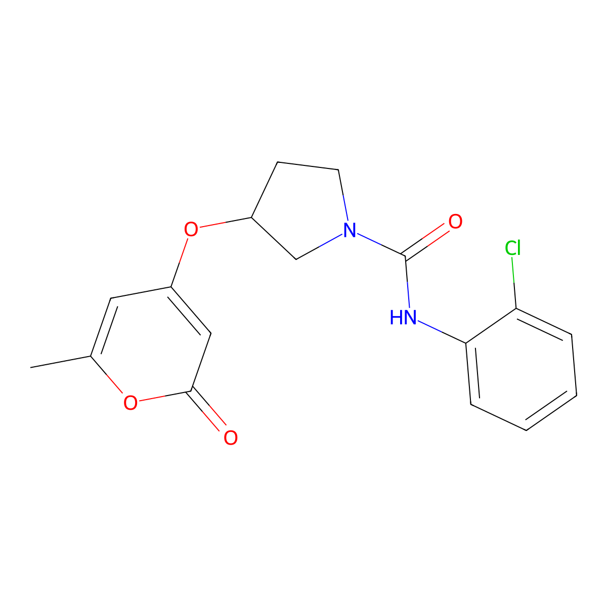 N-(2-chlorophenyl)-3-((6-methyl-2-oxo-2H-pyran-4-yl)oxy)pyrrolidine-1-carboxamide molecular structure, CAS 1705249-70-2