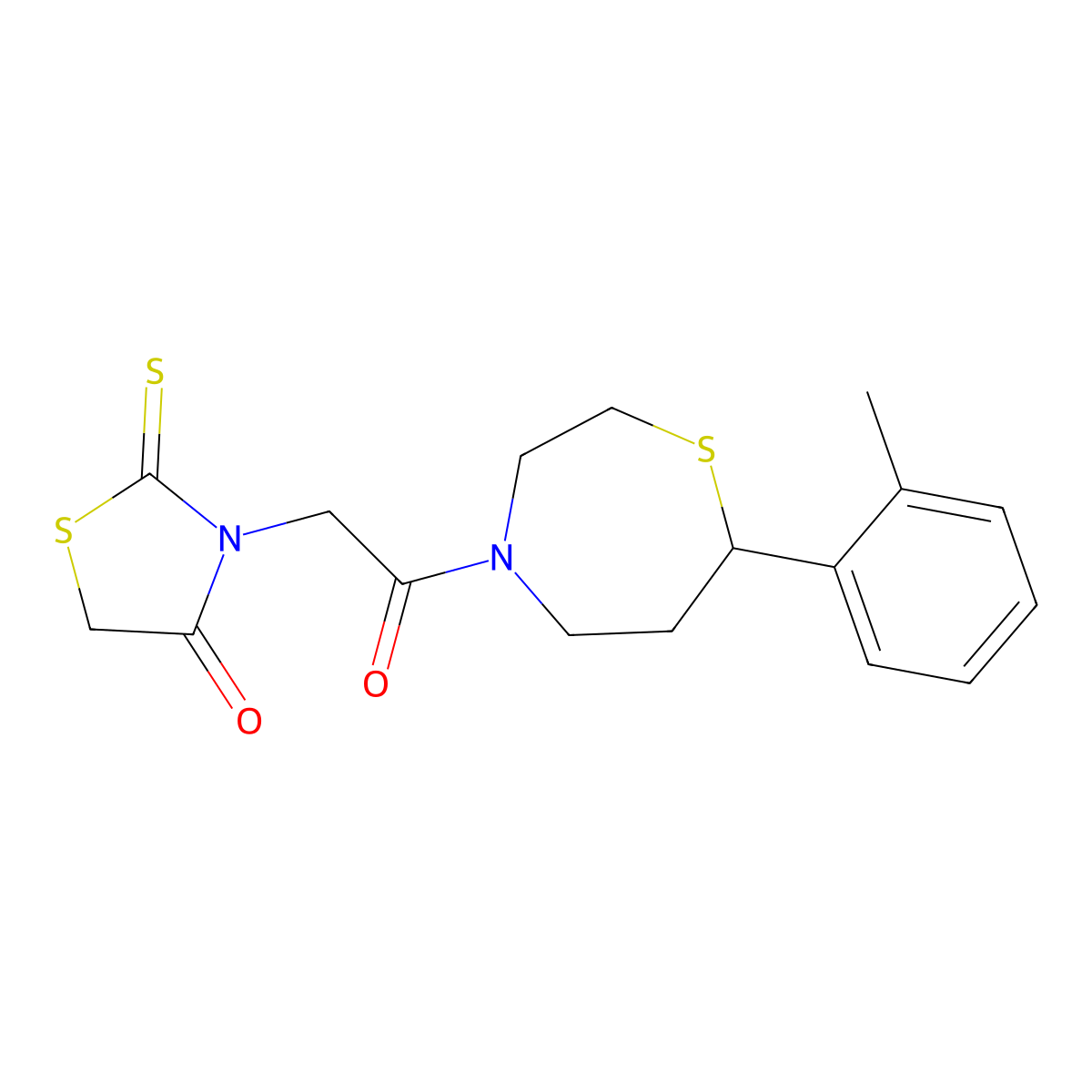 3-(2-Oxo-2-(7-(o-tolyl)-1,4-thiazepan-4-yl)ethyl)-2-thioxothiazolidin-4-one molecular structure, CAS 1705250-62-9