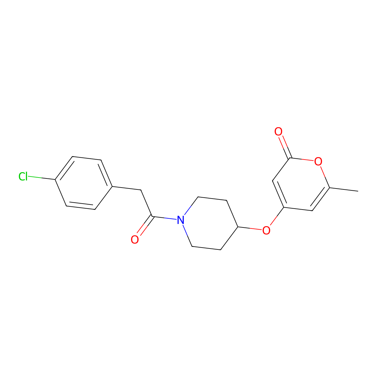 4-((1-(2-(4-chlorophenyl)acetyl)piperidin-4-yl)oxy)-6-methyl-2H-pyran-2-one molecular structure, CAS 1705250-66-3
