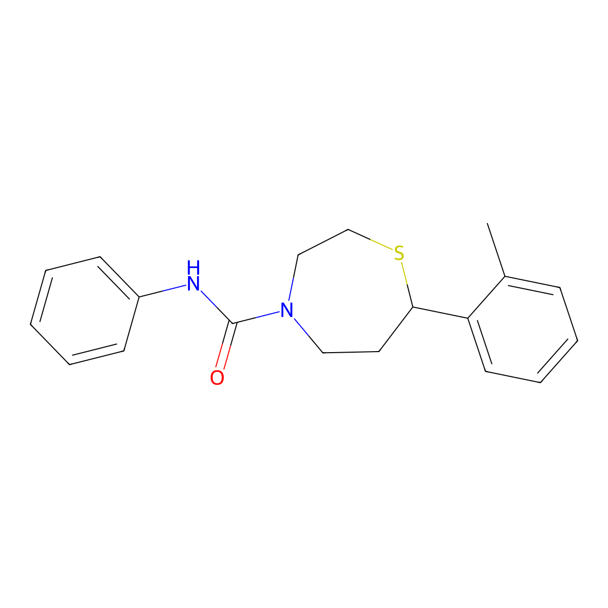 N-phenyl-7-(o-tolyl)-1,4-thiazepane-4-carboxamide molecular structure, CAS 1705250-75-4