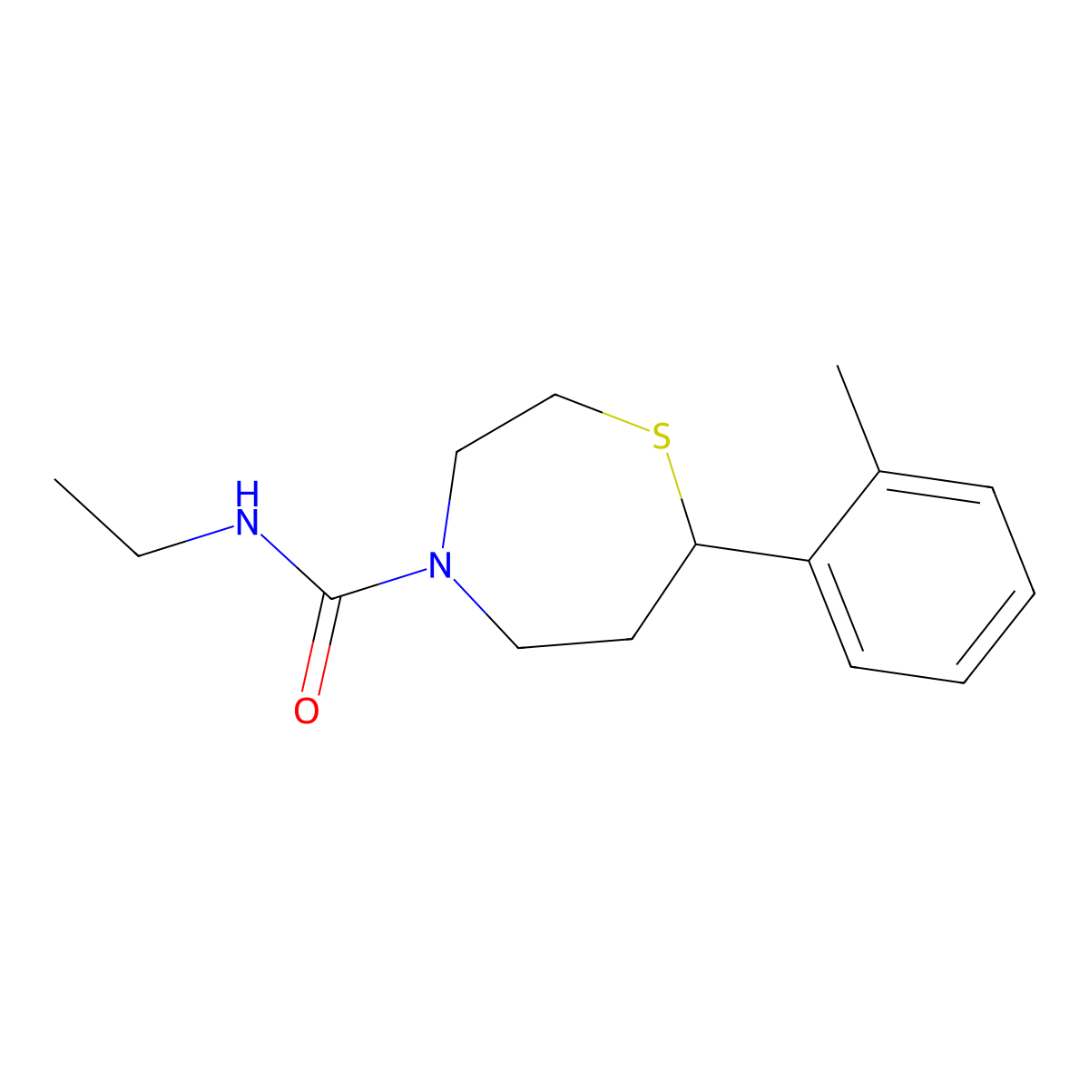 N-ethyl-7-(o-tolyl)-1,4-thiazepane-4-carboxamide molecular structure, CAS 1705250-92-5