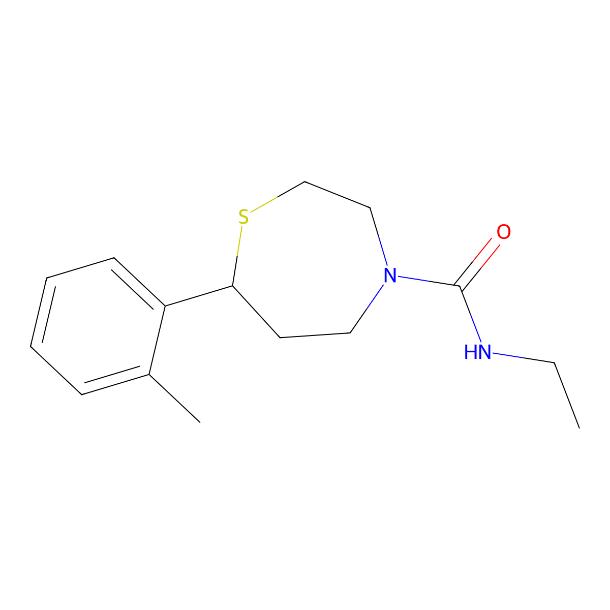 N-ethyl-7-(o-tolyl)-1,4-thiazepane-4-carboxamide molecular structure, CAS 1705250-92-5