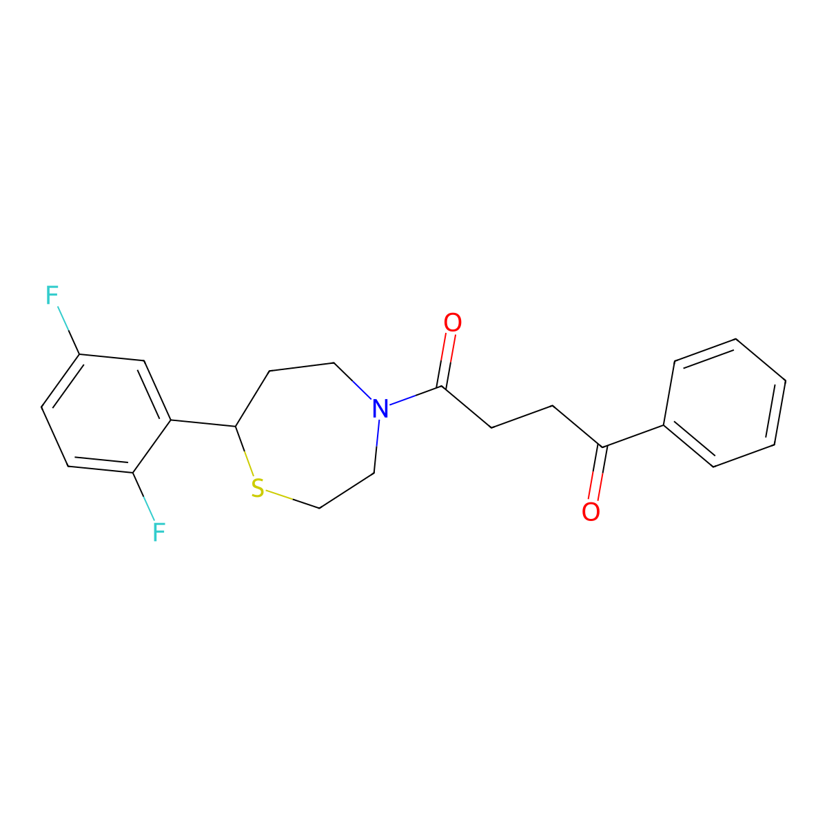 1-[7-(2,5-Difluorophenyl)-1,4-thiazepan-4-yl]-4-phenylbutane-1,4-dione molecular structure, CAS 1705251-46-2