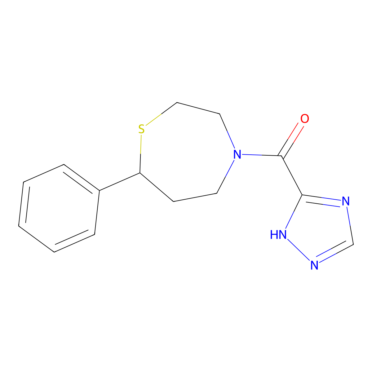 (7-phenyl-1,4-thiazepan-4-yl)(1H-1,2,4-triazol-5-yl)methanone molecular structure, CAS 1705251-67-7