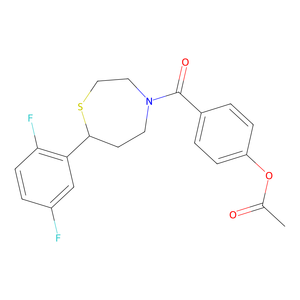 4-(7-(2,5-Difluorophenyl)-1,4-thiazepane-4-carbonyl)phenyl acetate molecular structure, CAS 1705252-03-4