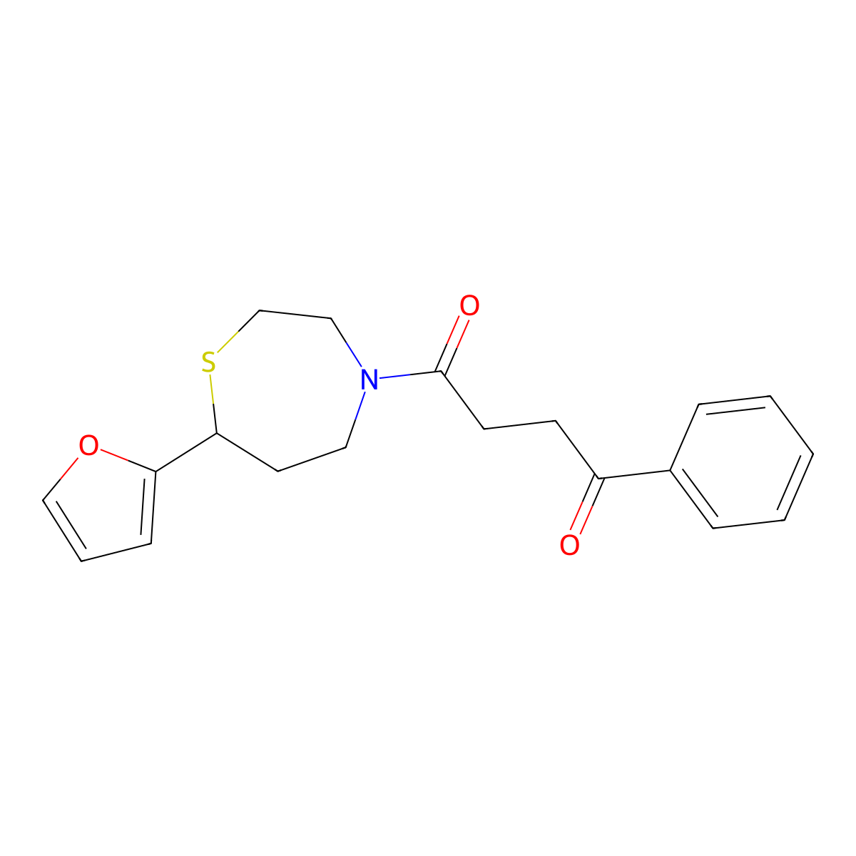 1-[7-(Furan-2-yl)-1,4-thiazepan-4-yl]-4-phenylbutane-1,4-dione molecular structure, CAS 1705252-50-1