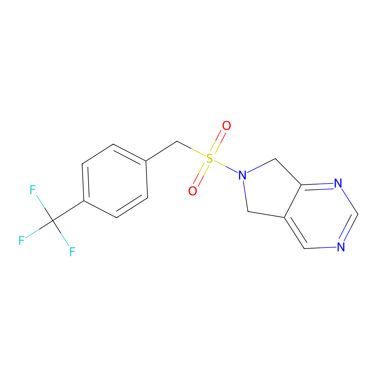 6-((4-(trifluoromethyl)benzyl)sulfonyl)-6,7-dihydro-5H-pyrrolo[3,4-d]pyrimidine molecular structure, CAS 1705262-71-0