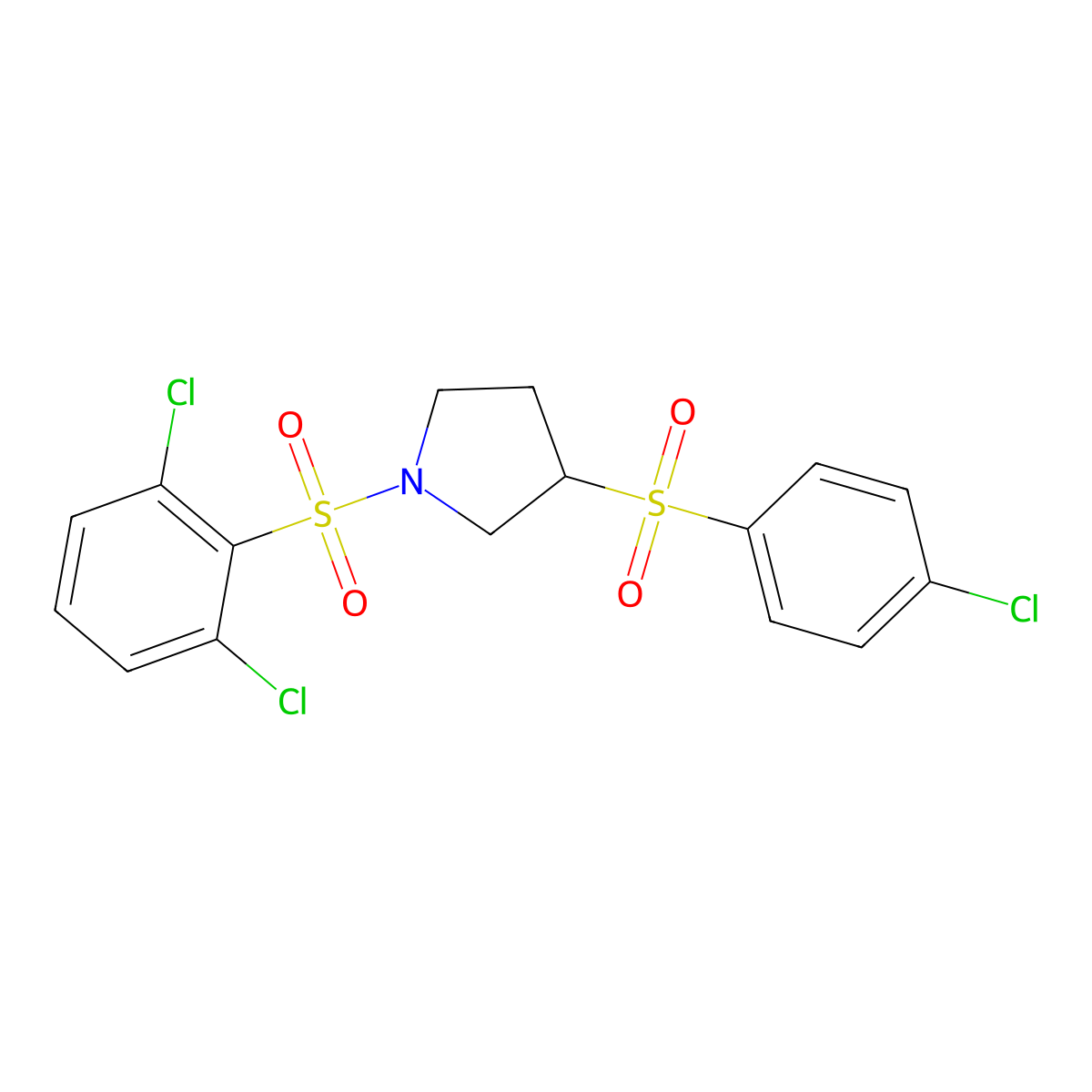 3-(4-Chlorobenzenesulfonyl)-1-(2,6-dichlorobenzenesulfonyl)pyrrolidine molecular structure, CAS 1705265-96-8
